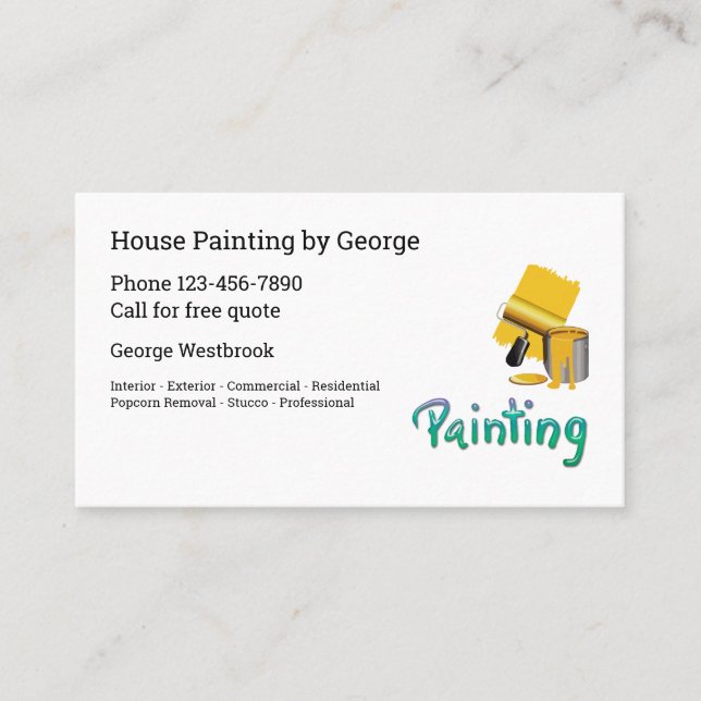 Professional Painter Simple Modern Business Card (Front)