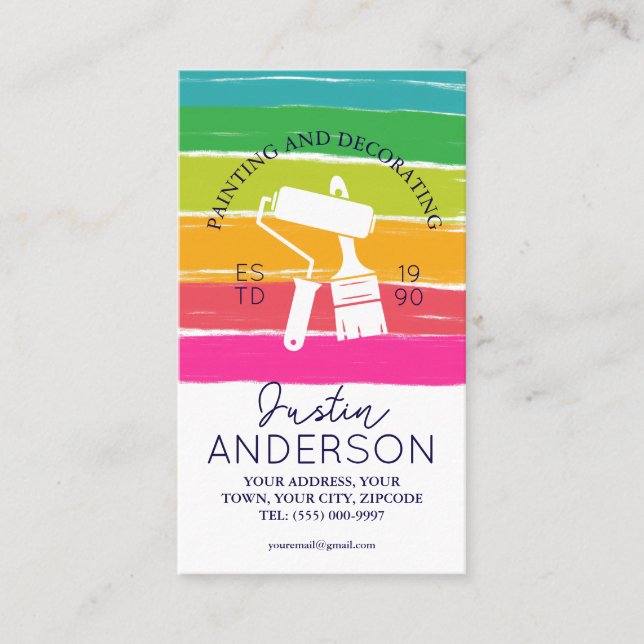 Professional Painting and Decorating handyman Business Card (Front)