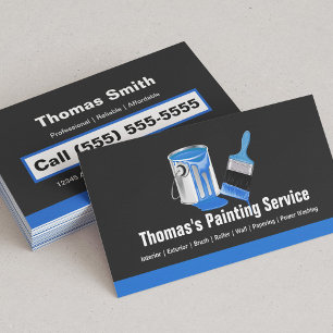 Professional Painting Service - Blue Painter Brush Business Card