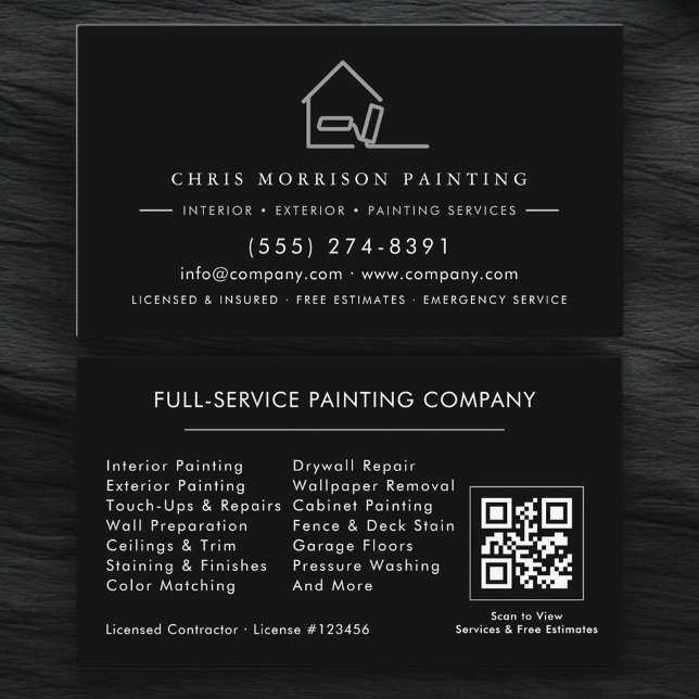 Professional Painting Service Contractor QR Code Business Card (Creator Uploaded)