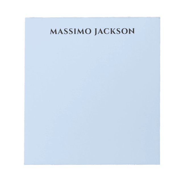 Professional pale blue modern minimalist name notepad (Front)