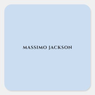 Professional pale blue modern minimalist name square sticker