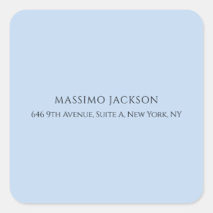Professional pale blue modern minimalist name square sticker