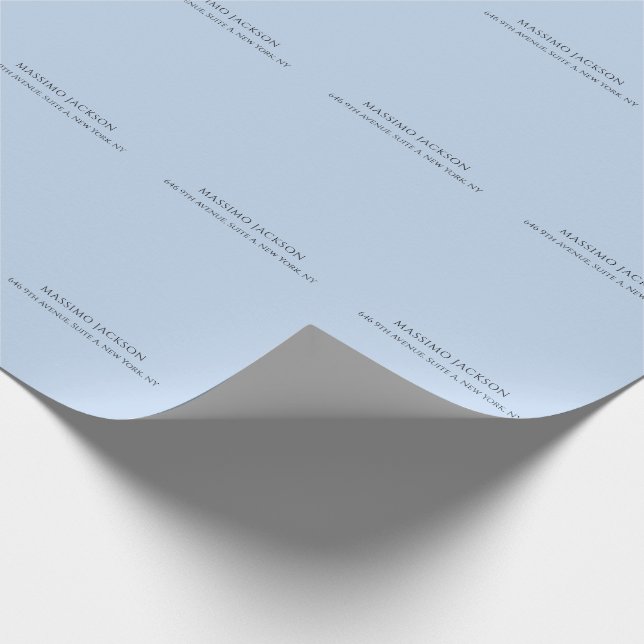 Professional pale blue modern minimalist name wrapping paper (Corner)