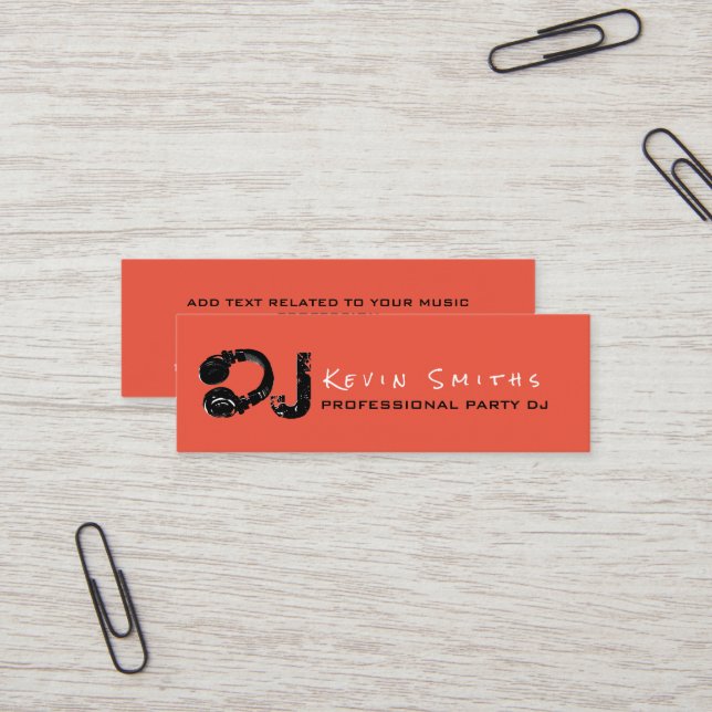 Professional Party DJ Music Deejay Mini Business Card (Front/Back In Situ)
