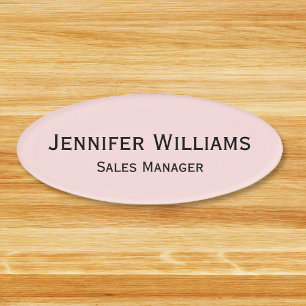 Professional Pastel Pink Office Business Magnetic Name Tag