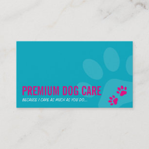 PROFESSIONAL PAW PRINTS pet care pink turquoise Business Card