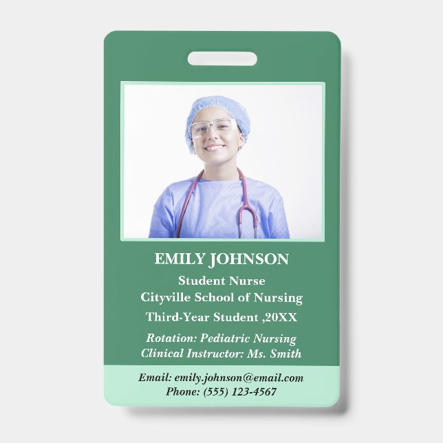 Professional Personalised Student Nurse  ID Badge (Front)