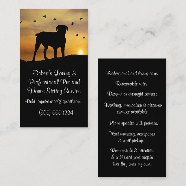 Professional Pet and House Sitting Business Card (Front/Back)