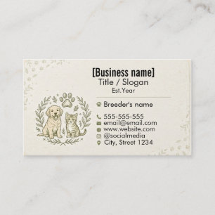 Professional Pet Breeder & Animal Care Business Card
