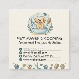 Professional Pet Groomer Square Business Card