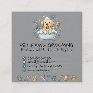 Professional Pet Groomer Square Business Card