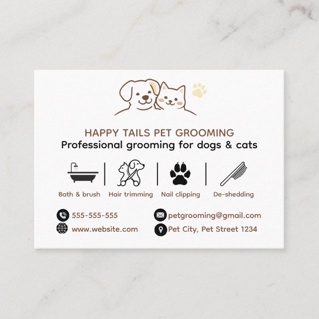 Professional Pet Grooming Custom Business Card  (Front)