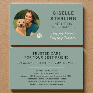 Professional Pet Sitting and Dog Walking Minimal Business Card