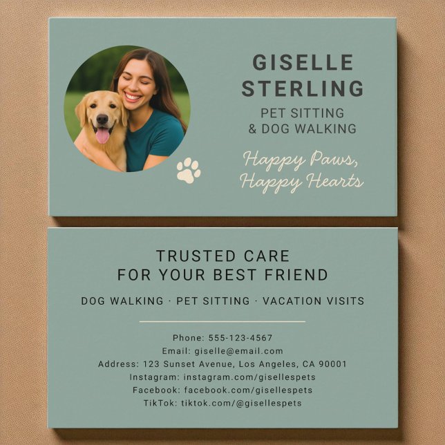 Professional Pet Sitting and Dog Walking Minimal Business Card (Creator Uploaded)