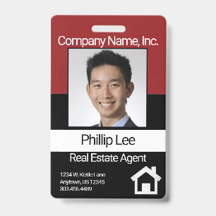 Professional Photo Badge - Dark Red / Black ID Badge