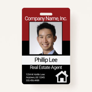 Professional Photo Badge - Dark Red / Black ID Badge