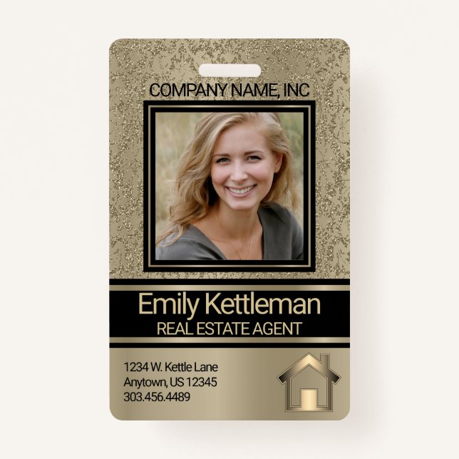Professional Photo Badge - Gold ID Badge (Front)