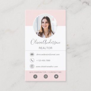 Professional Photo Blush Pink Business Card