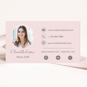 Professional Photo Blush Pink Business Card