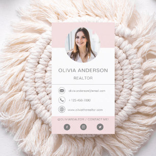Professional Photo Blush Pink Business Card
