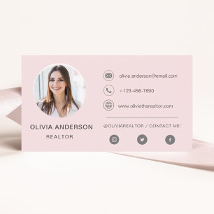 Professional Photo Blush Pink Business Card