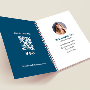 Professional Photo Business QR Code Blue Notebook