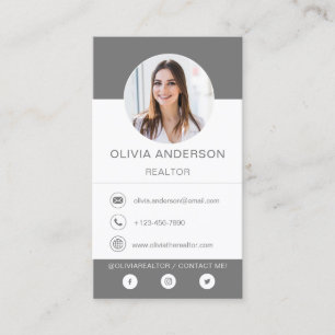 Professional Photo Charcoal Grey Business Card