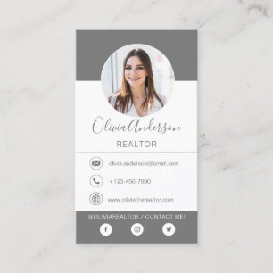 Professional Photo Charcoal Grey Business Card