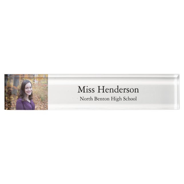 Professional Photo Classroom Teacher Nameplate (Front)