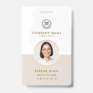 Professional Photo ID Staff Employee Manager Sand Badge
