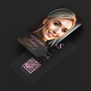 Professional Photo Pink Black Networking Business Card
