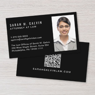 Professional Photo QR Code Black Business Card