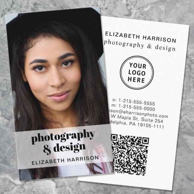 Professional Photo QR Code Logo Business Card (Make connections and leave a lasting impression with our modern QR code and logo business card)