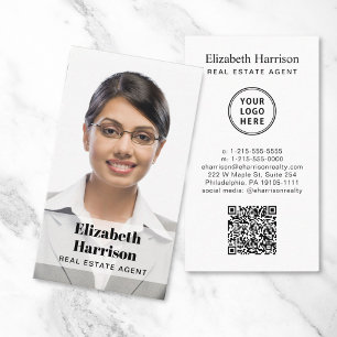 Professional Photo QR Code Logo Real Estate Business Card