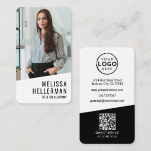 Professional Photo QR Code Logo Vertical Business Card