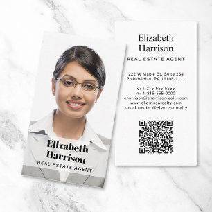Professional Photo QR Code Real Estate Realtor Business Card