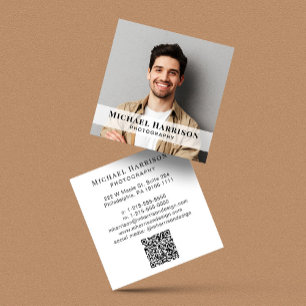 Professional Photo QR Code Square Business Card
