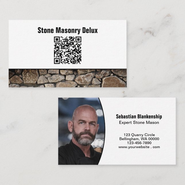 Professional Photo QR Code Stone Wall Business Card (Front/Back)
