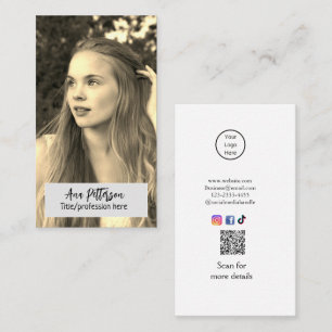 professional photo QR website email social modern Business Card
