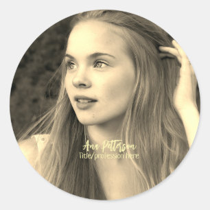 professional photo QR website email social modern Classic Round Sticker