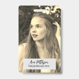 professional photo QR website email social modern ID Badge