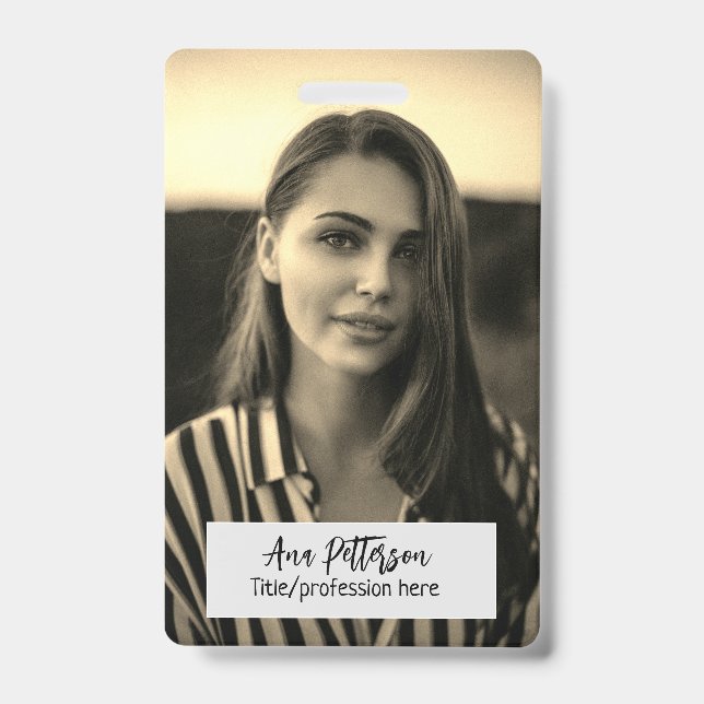 professional photo QR website email social modern ID Badge (Front)