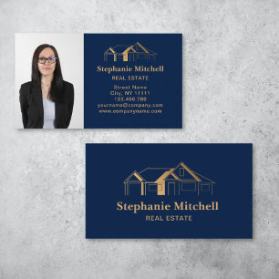 Professional Photo Real Estate Realtor House Gold Business Card