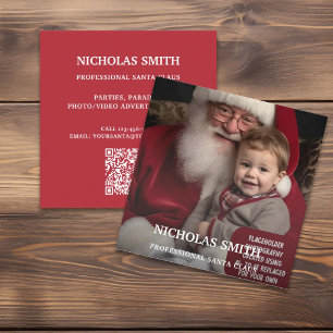 Professional Photo Santa Claus QR code Square Business Card