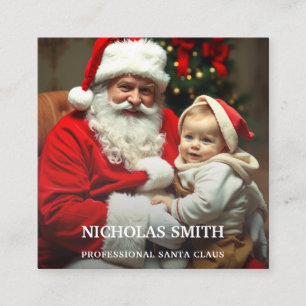Professional Photo Santa Claus QR code Square Business Card