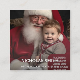 Professional Photo Santa Claus Square Business Card