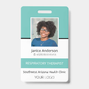 Professional Photo Teal Employee ID Badge