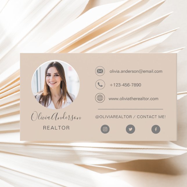 Professional Photo Terracotta Tan Business Card (Creator Uploaded)
