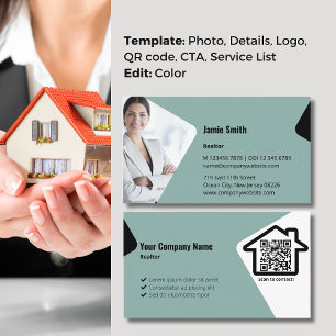 Professional Photo with our Blue Realtor Business Card